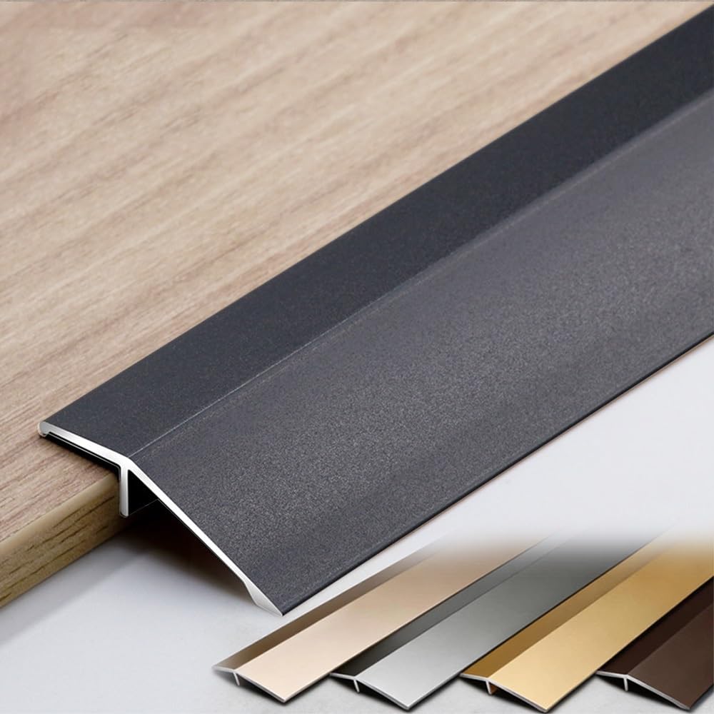Aluminum Floor Transition Strip Doorway Edge Trim | Door/Tile/Carpet to Tile Transition Strip for Carpet/Entry(Black,48in(120cm))