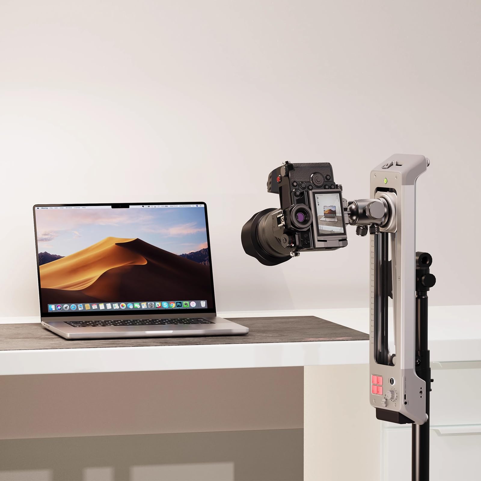 Slider motorizzato per fotocamera con guida panoramica girevole a 125°, controllo app per time-lapse e riprese video, capacità di carico 2,5-5 kg