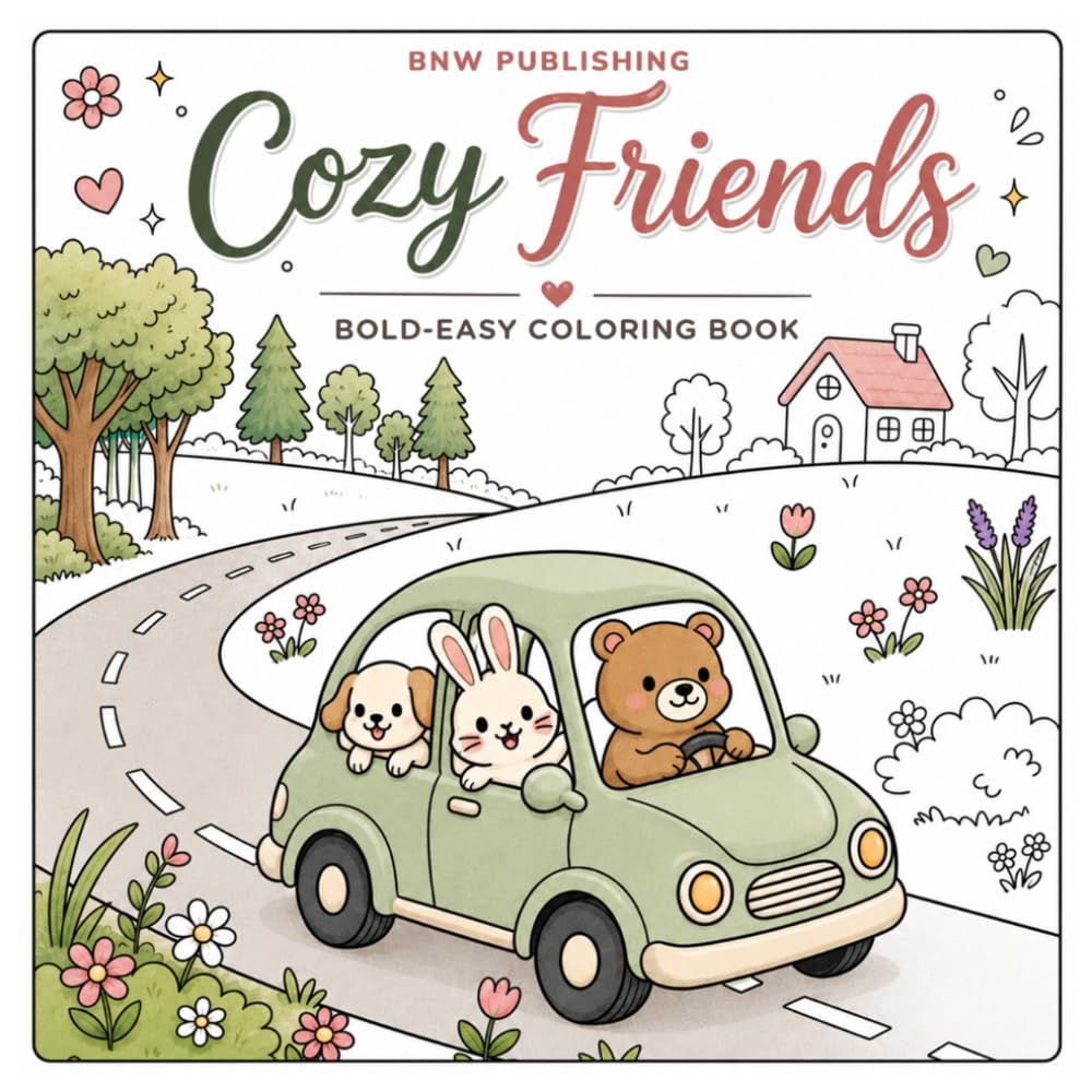 Cozy Friends: Animal Coloring Book For Adults and Teens,: Filled with Cozy Hygge Moments for Relaxation and Stress Relief