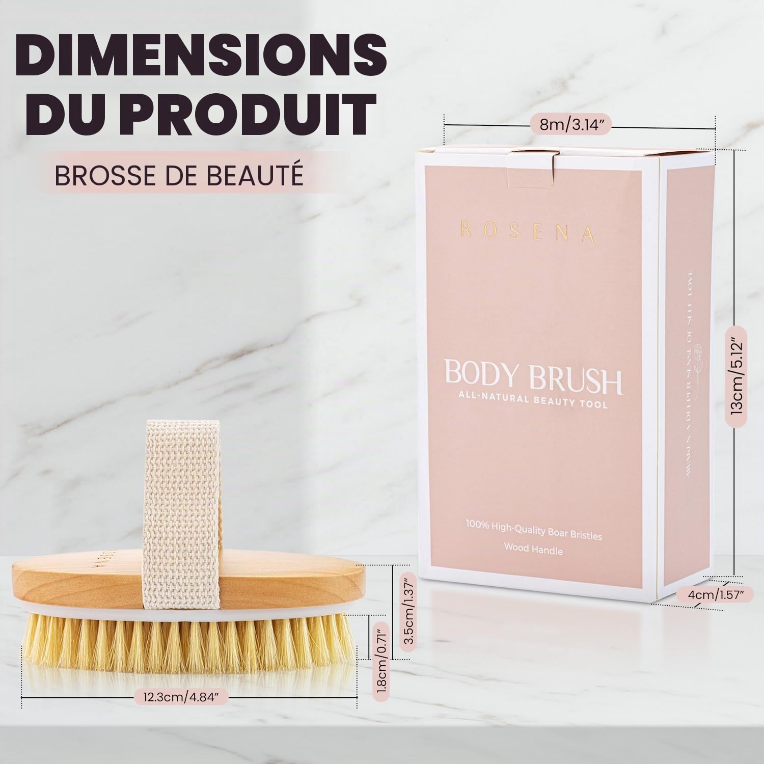 Brosse de brossage à sec pour le corps – Idéale pour exfolier la peau sèche, le drainage lymphatique et le traitement de la cellulite – Exfoliant bio et brosse de massage(ovale)