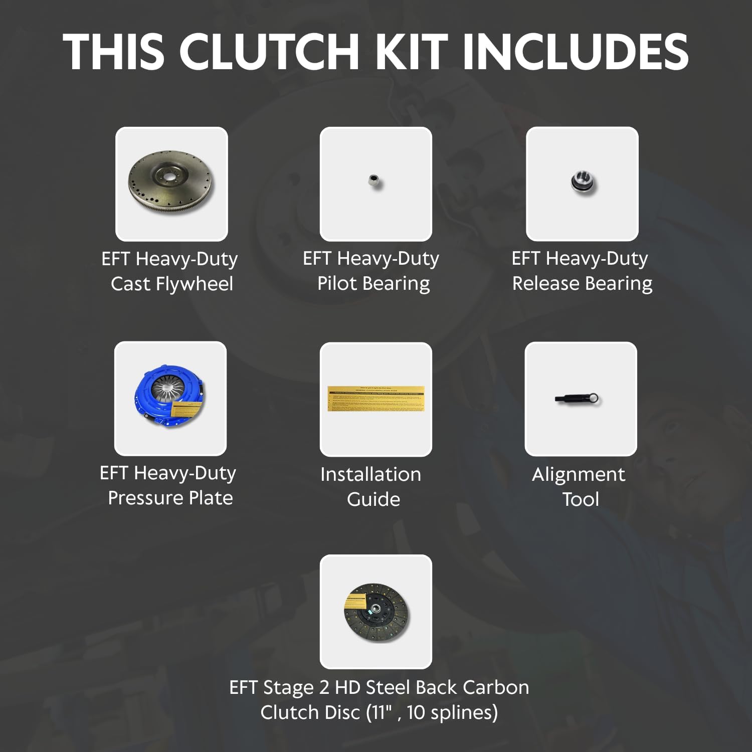 EFT Stage 2 Clutch Kit With Flywheel For 1988-1995 Chevy GMC 1500, 2500, 350 C, G, K, P 4.3L, 5.0L - Heavy Duty Sprung Center For Enhanced Performance and Durability - With 12 Month Brand Warranty