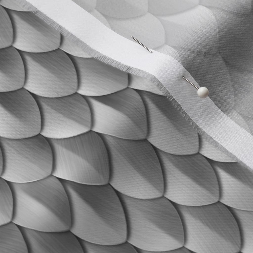 Spoonflower Fabric - Scales Armor Silver Mermaid Dragon Serpent Snake Costume Printed on Organic Cotton Sateen Fabric by The Yard - Sewing Quilting Apparel Home Decor