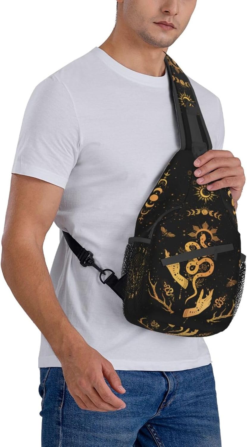 Moth Moon Crossbody Bags, Witchy Snakes Travel Crossbody Bags for Women, Moon Sun Sling Bag Gothic Hippie Mushroom Witch Gifts - Image 4