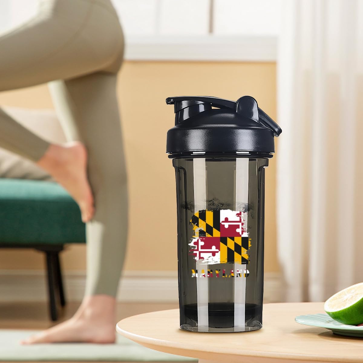 Vintage Maryland Marylander Flag 18 Ounce Shaker Cup,Fashion Theme Pattern Shaker Bottle Leak-proof Workout Shake Bottles 500ML/18 oz Perfect for Pre Workout-2 Black 0 image 9 of 9 B0DP8BKSL1