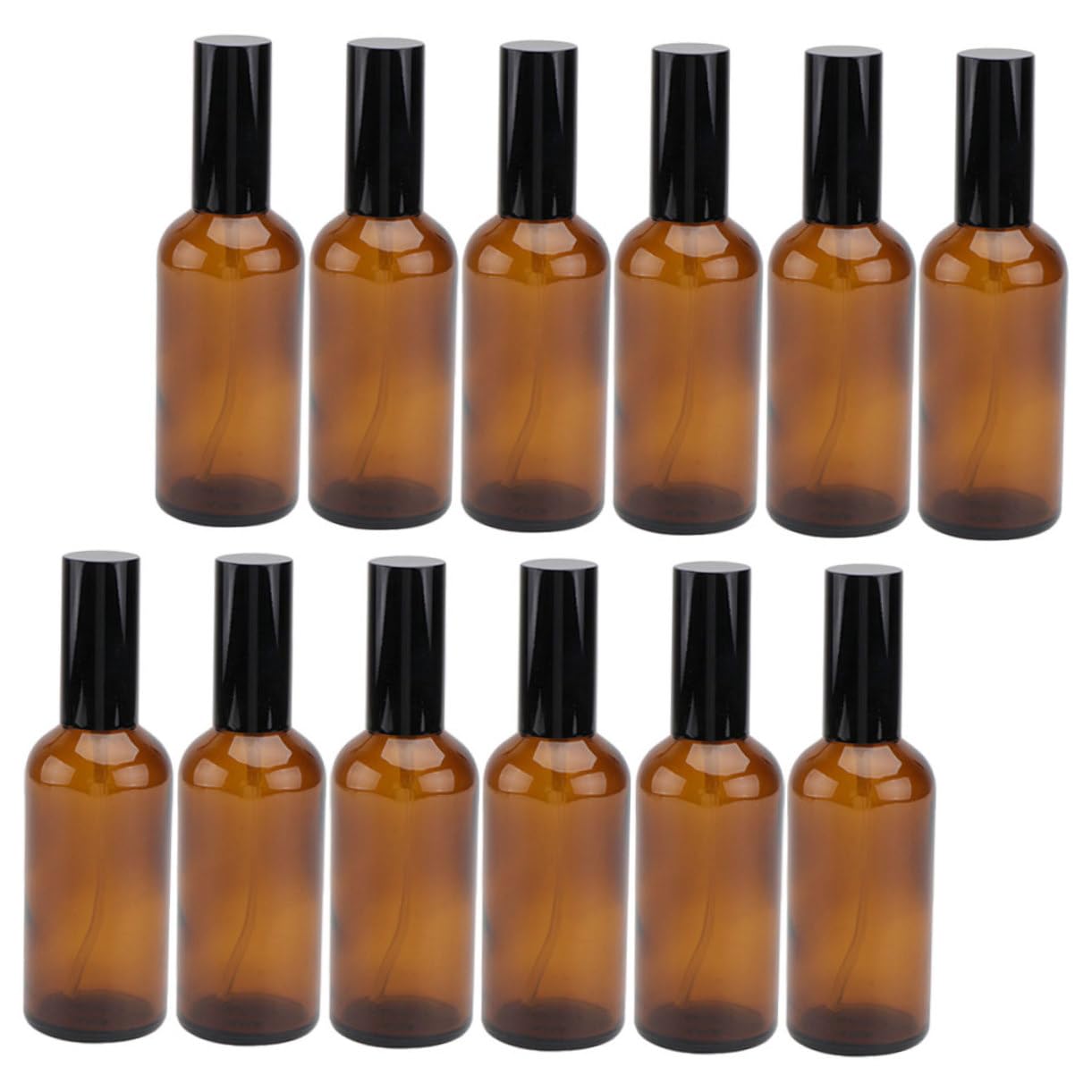 Set 12 Bottiglie Spray in Vetro Ambrato 30ml Riutilizzabili per Viaggio e Ufficio, Contenitori Spray per Olio Essenziale e Profumo Facili da Trasportare