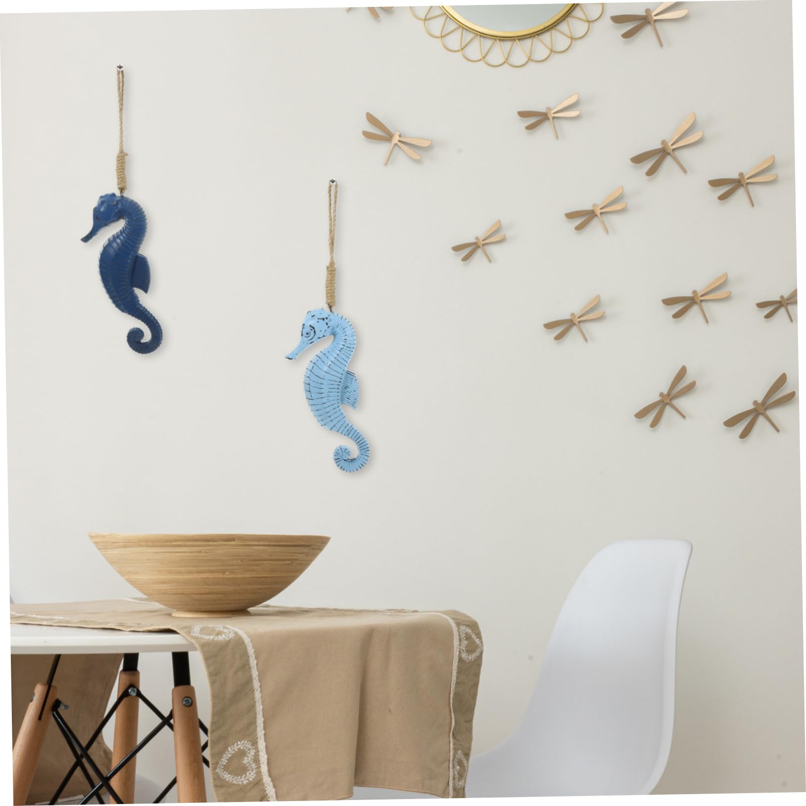 NUOBESTY Décoration Murale Hippocampe En Bois Bleu Clair