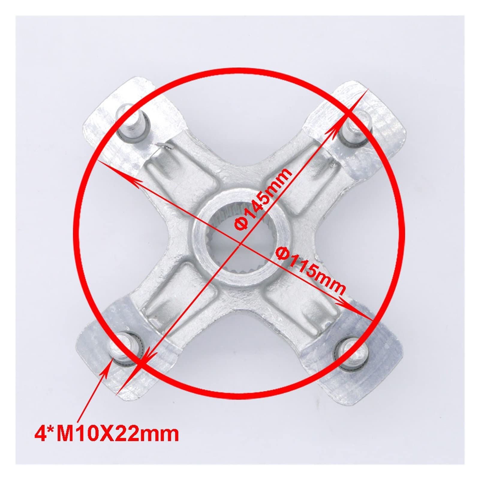 4*M10 115mm 24T Hinterachse Radnabe Kompatibel mit Motoland 250s RAPTOR ATV YFM 350 450 660 700 Mikilon Rapide 250S 1PE-F53K0-00