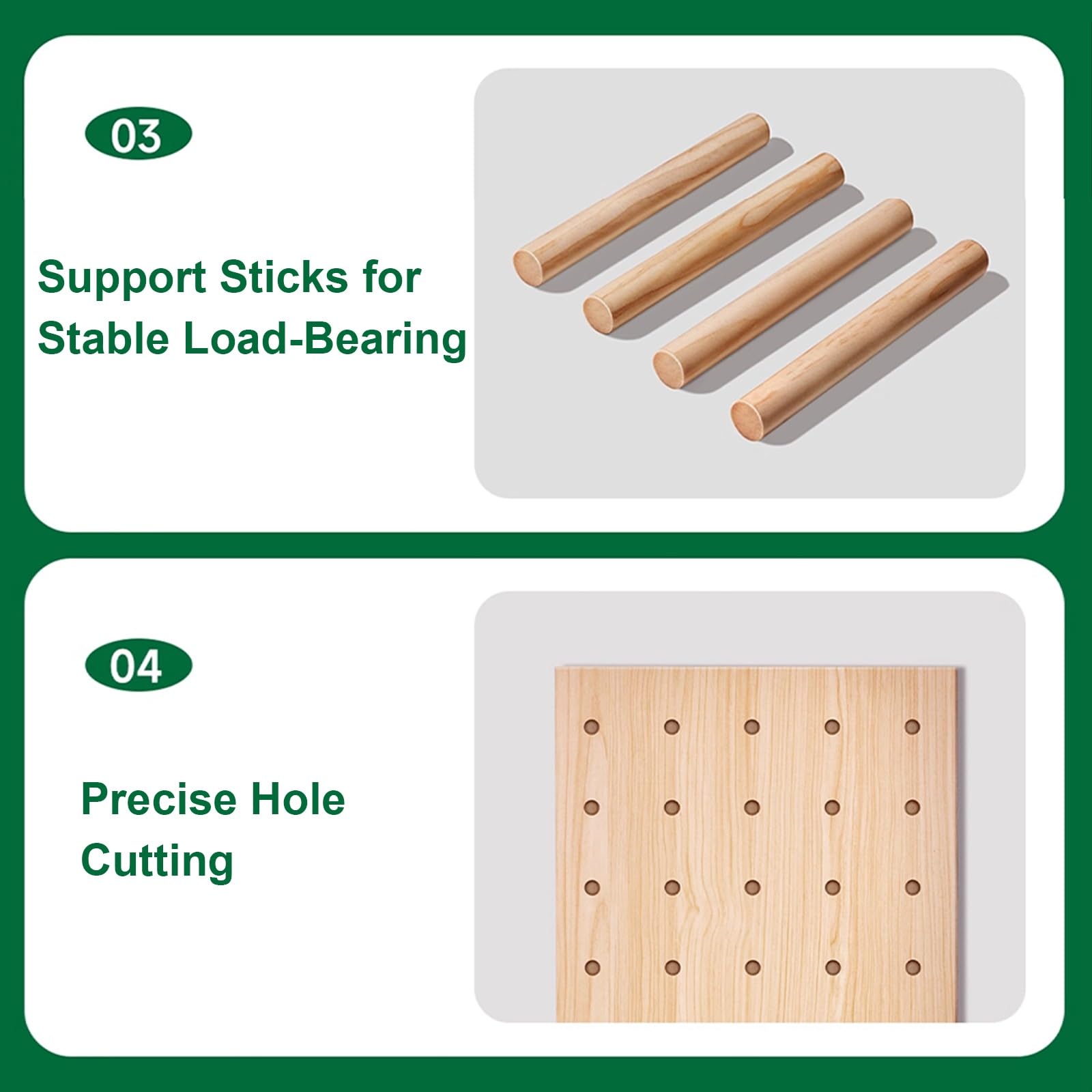 Wand-Organizer aus Holz Stecktafel, Pegboard mit Schwebenden Regalen und Holzstäben, Ausstellungsstand für Eingang, Wohnzimmer, Büro(White)