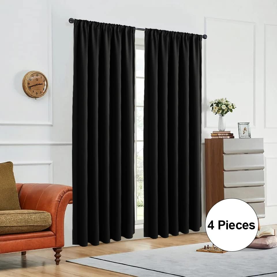 Miniatura 2 de WONTEX Cortinas opacas con bolsillo para cortinero para dormitorio, aislamiento térmico, ahorro de energía y reducción de ruido, paneles de cortina