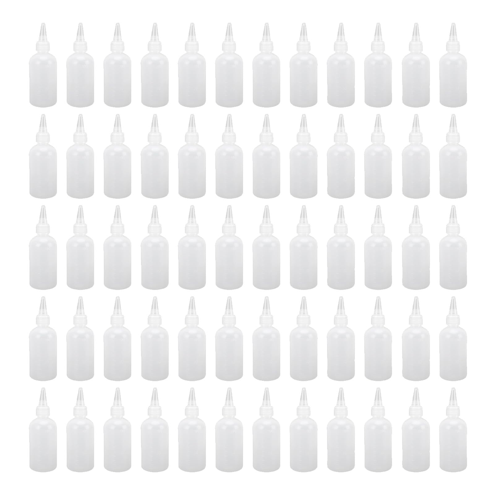 Naroote 60 szt. Plastikowe Butelki Wyciskane o Pojemności 100 Ml ze skalą, Puste Butelki z Dozownikiem Przypraw z zakrętką do Oleju Spożywczego, Sosu, Farby, Kleju
