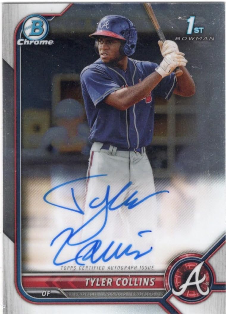 Tyler Collins Autographed 1st Bowman Chrome Prospect Collectible Baseball Card - 2022 Bowman Chrome Baseball Card #CPA-TCS (Braves)