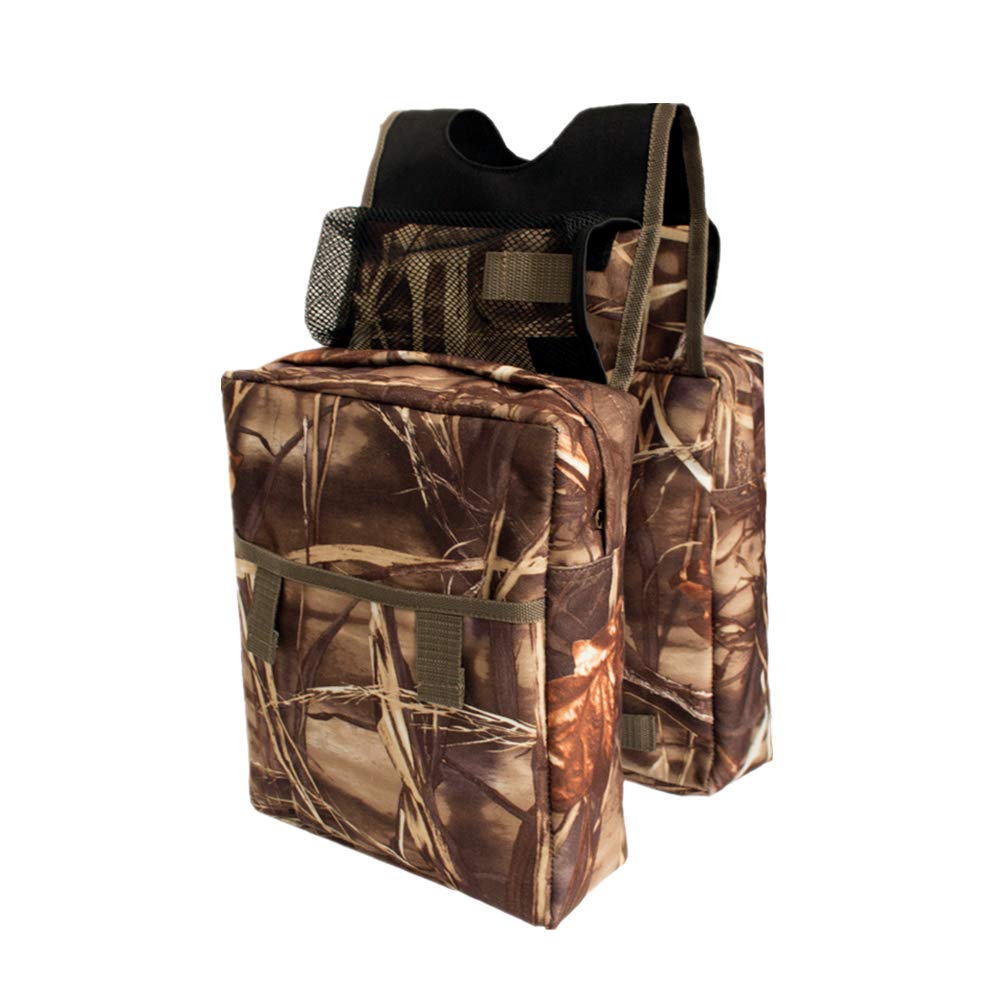 UNISTRENGHSnowmobile ATV Tank Saddlebags Durable Universal ATV Fender Bag Camo Waterproof Front Accessories Storage Pack Luggage with Water/Drink Pocket (Reed Camouflage)