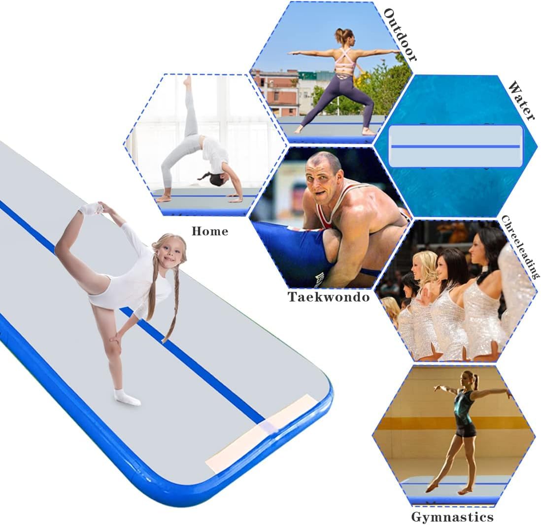 Airspot Air Track mata – nadmuchiwana mata gimnastyczna z pompką, mata treningowa do domu, taekwondo, jogi, siłowni, fitnessu