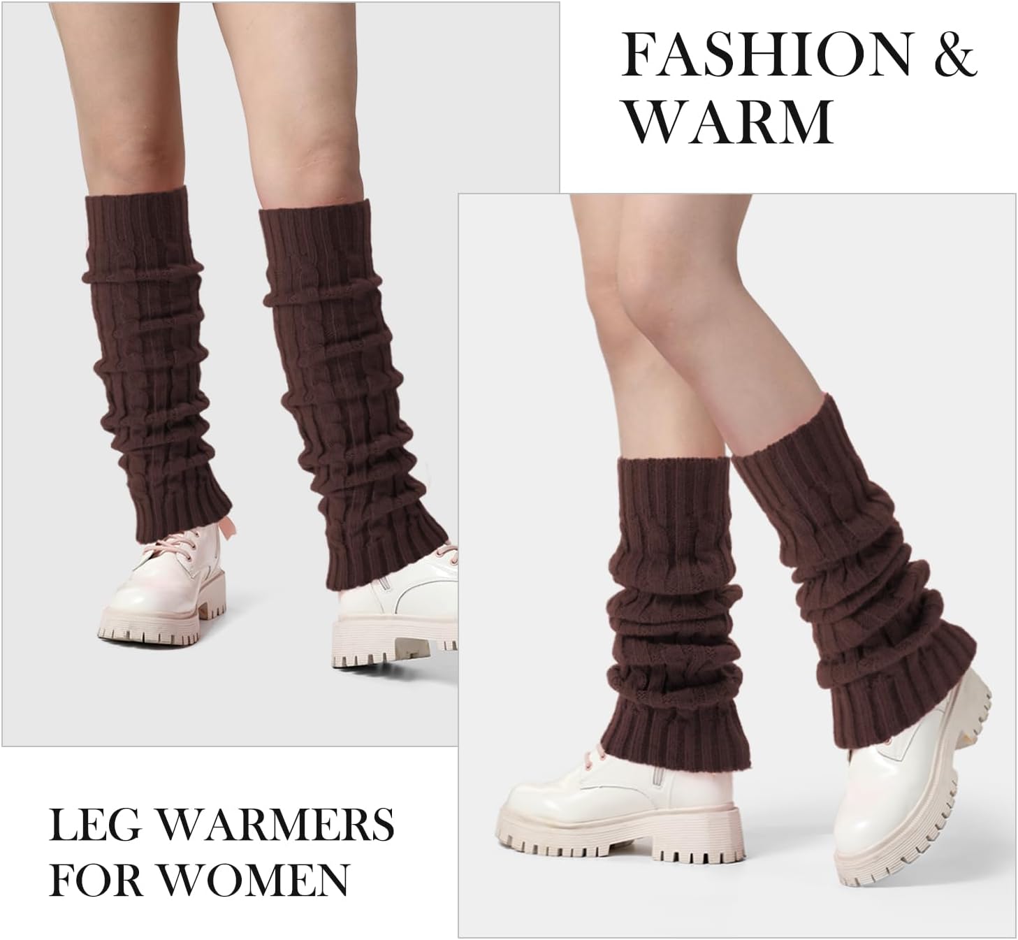 Pleneal Leg Warmers for Women - 1 Pairs Fashion Cable Knit Warm Leg Warmers 80s Accessories for Party Sports Yoga