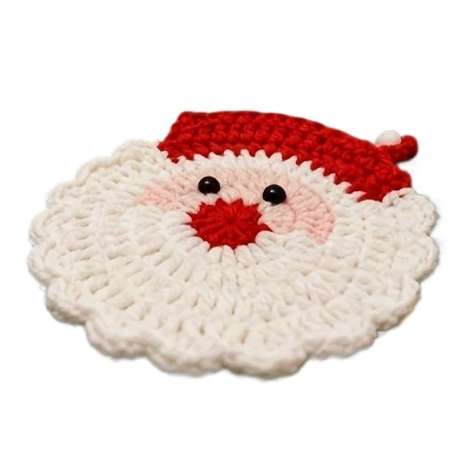4pcs Santa Claus Coasters Holiday Decor Durable Fabric Drink Trays Festive Table
