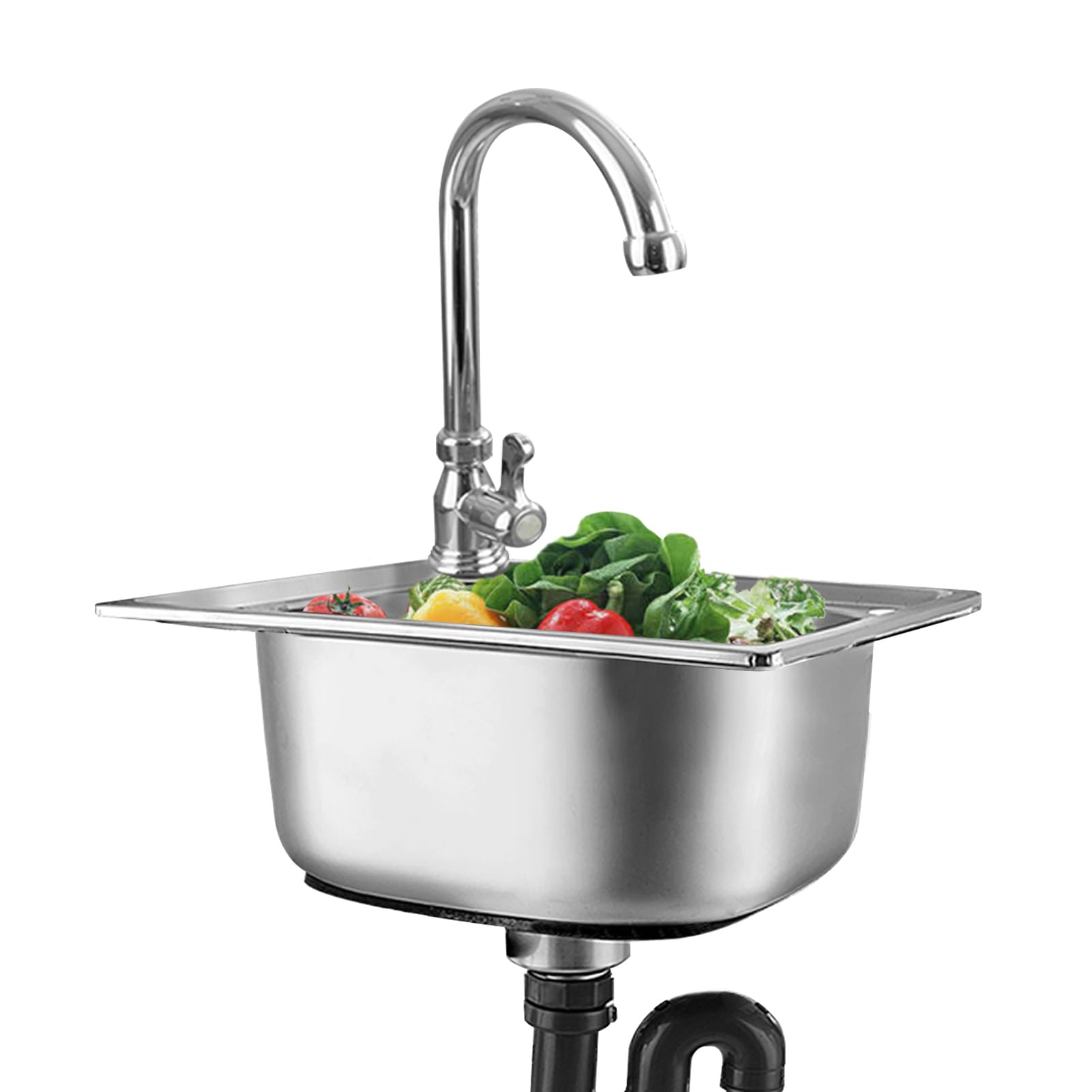 ZQFHSX Stainless Steel Sink Inset Kitchen Single Bowl Counter Top Sunk Hand Wash Basin with Tap and Drainer for Utility Rooms/Kitchens/Restaurant/Bars (60x45cm)