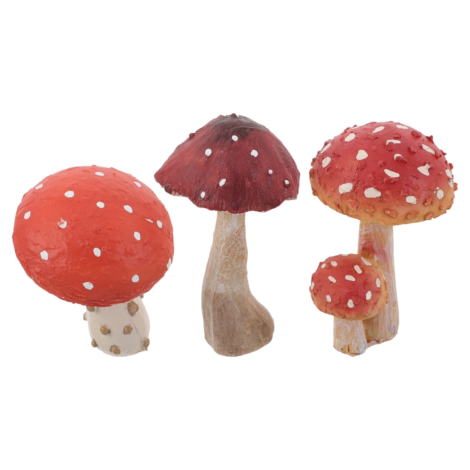 NUOBESTY Decorazioni per Giardino Esterno di Statuette Fungo 3 Pezzi Rosso in Resina Leggere e Versatili, per Festa Estiva su Patio e Prato