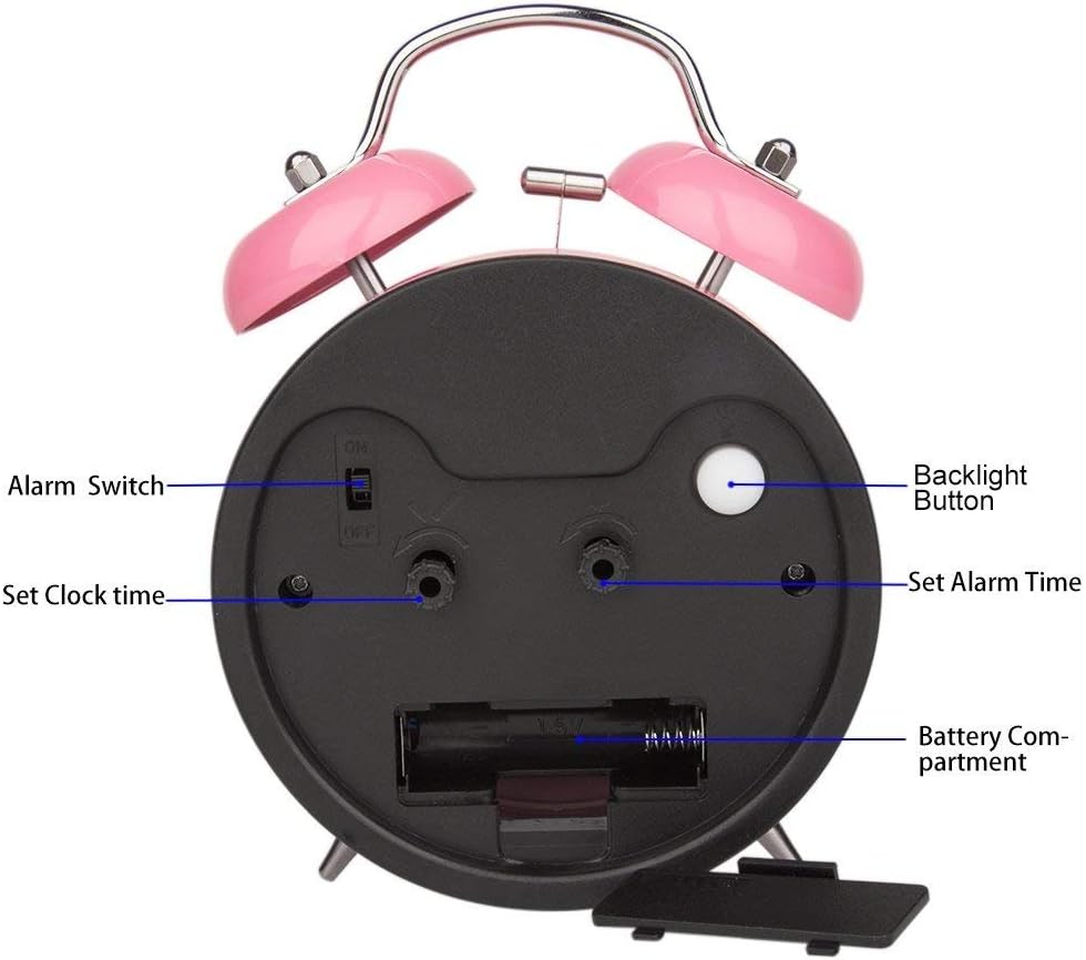 Back of Peakeep alarm clock showing battery compartment