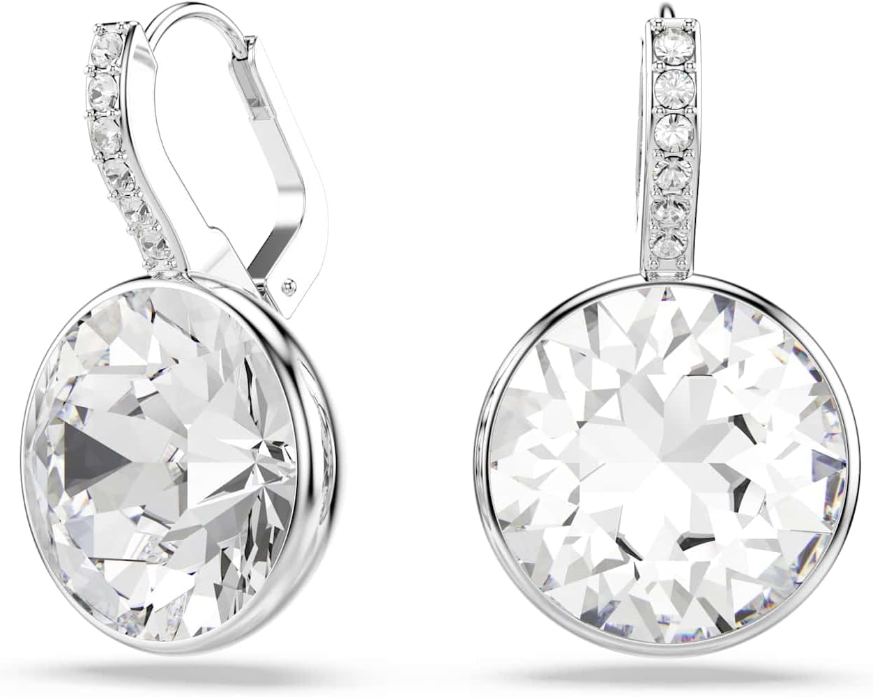 Swarovski Millenia drop earrings, Round cut, White, Rhodium Finish