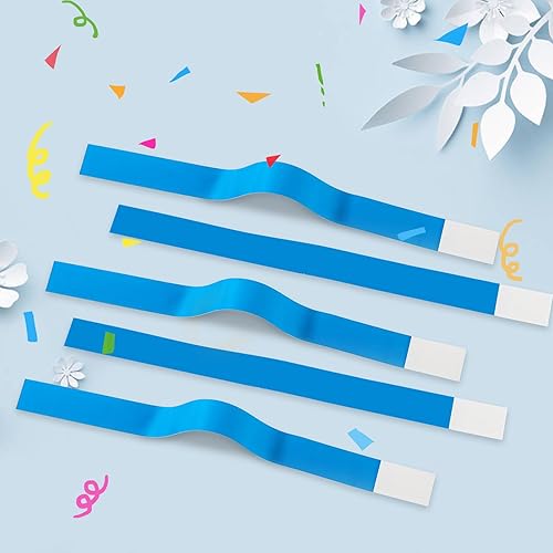 Miniatura 7 de 800 pulseras de colores para eventos, pulseras de papel, pulseras impermeables para eventos, pulseras adhesivas personalizadas para fiestas (azul)