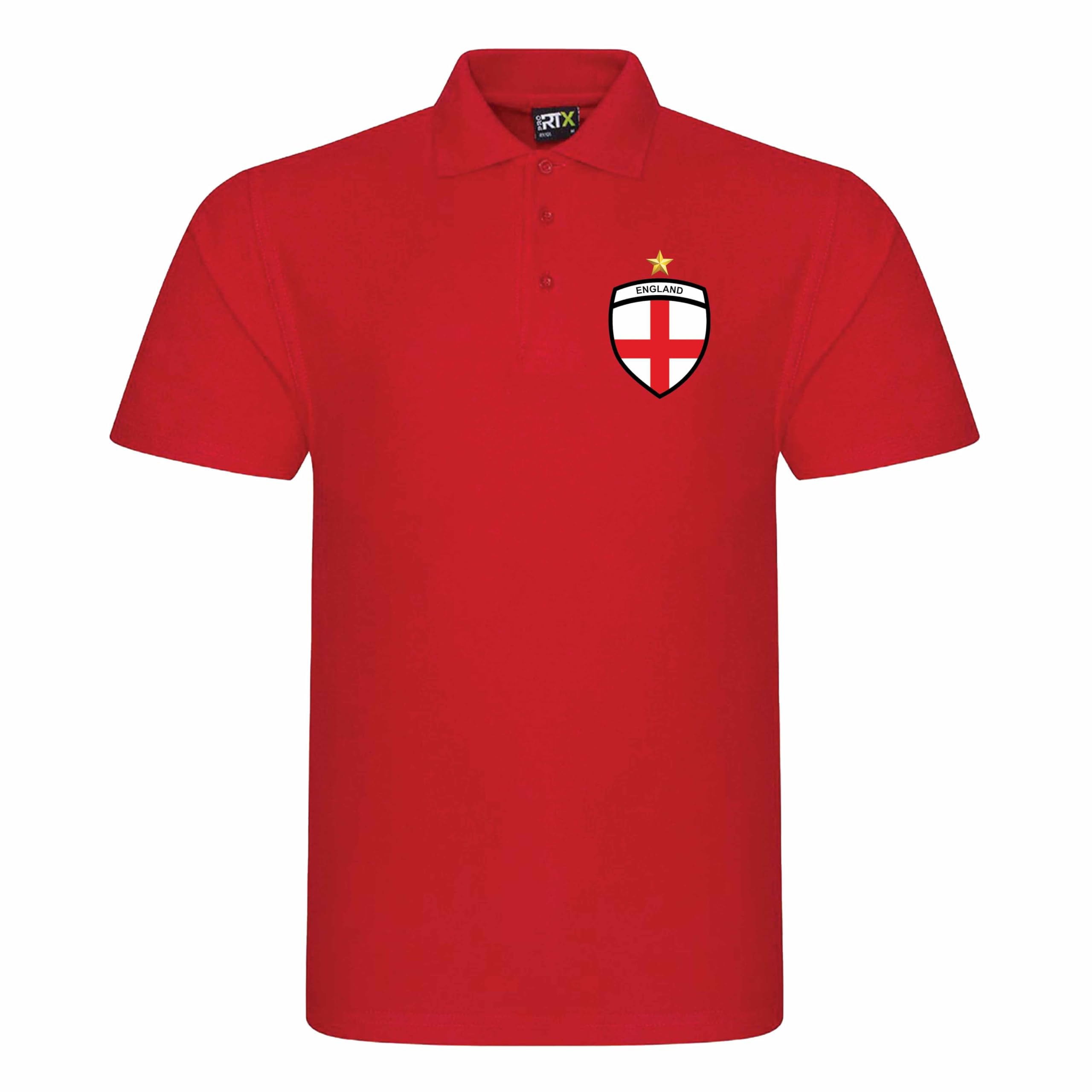England Football Polo Shirt UK Football 2026 Fan Shirt, England Supporter St George Cross Crest Polo Shirt Men Women, Unisex Matchday Tops Red XL Style 1