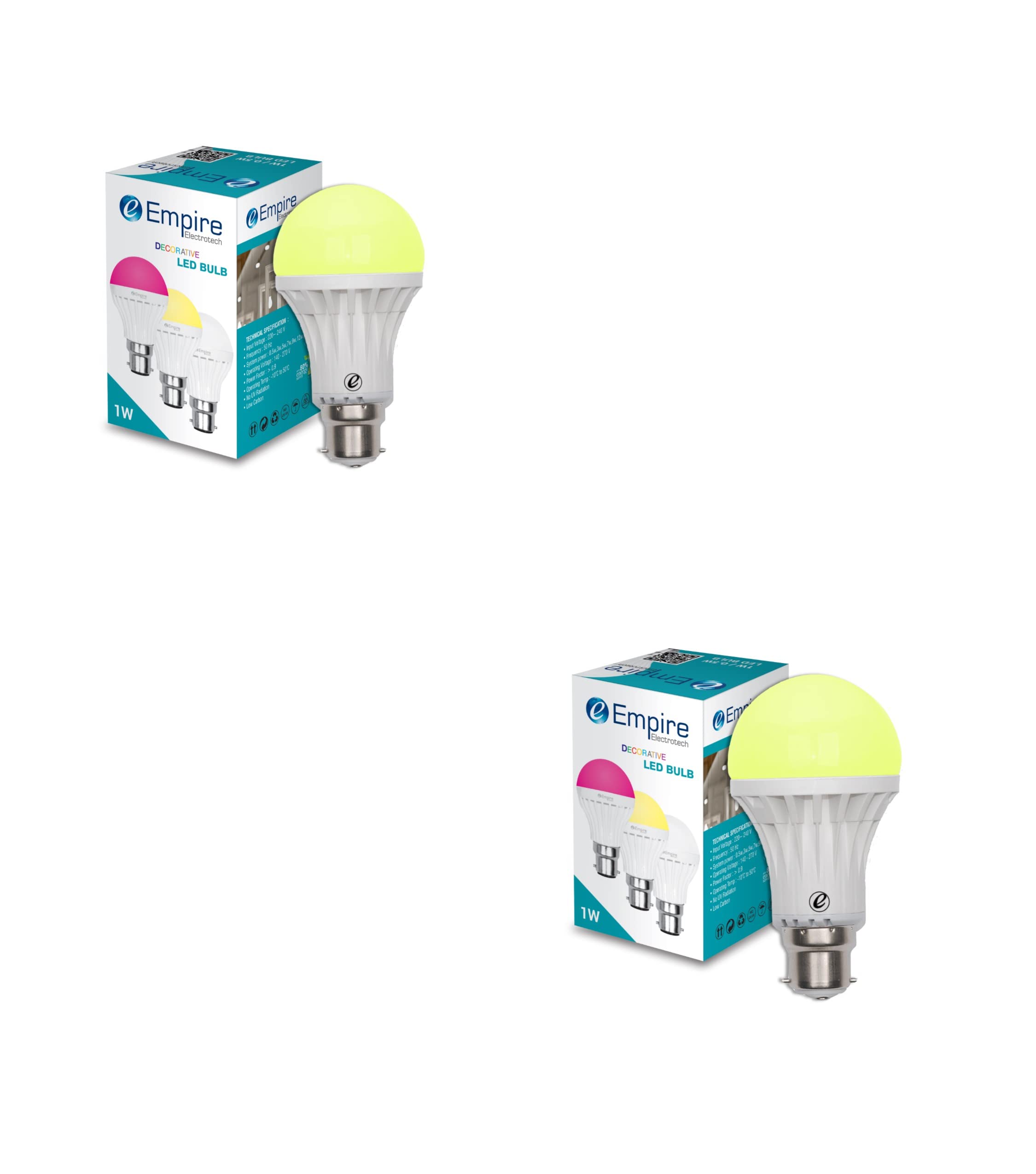 1 Watt B22 Base Color Bulb Pack Of 2 (Warm White)-image-11