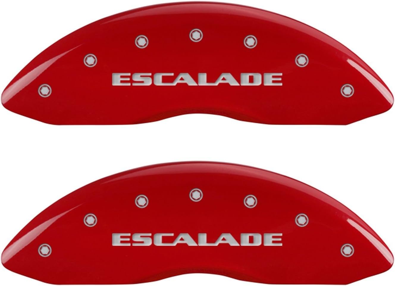MGP Caliper Covers - Brake Caliper Covers Compatible with 2007-2020 Cadillac Escalade (Requires 18"+ Wheels) Powder-Coated Finish, 4 PCS Front and Rear (Red - Escalade/ESV Engraving)