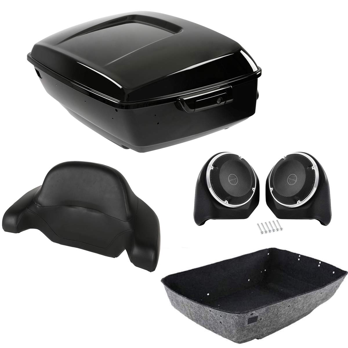 TCMT King Tour Pack Wrap Around Backrest Rear Speakers Fit for Harley Tour Pak Touring CVO Road King Road Glide Street Glide Electra Glide 2014-2023
