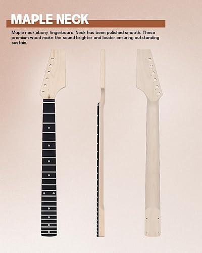 Vista 96 de Leo Jaymz - Juego para armar tú mismo tu guitarra eléctrica, cuerpo de caoba, mástil de arce, diapasón de ébano, incluye todos los componentes (BC)