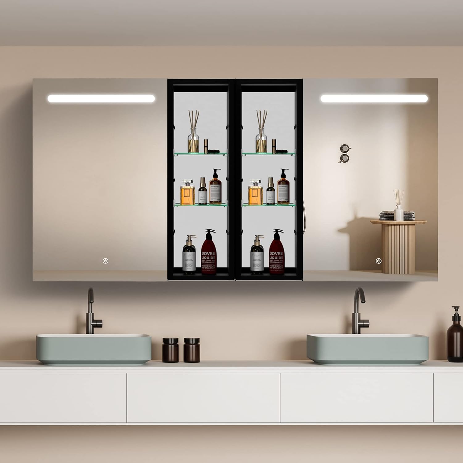 Amazon.com: Ogonbrick LED Medicine Cabinet Mirror for Bathroom 60x30 inch Lighted Medicine ...