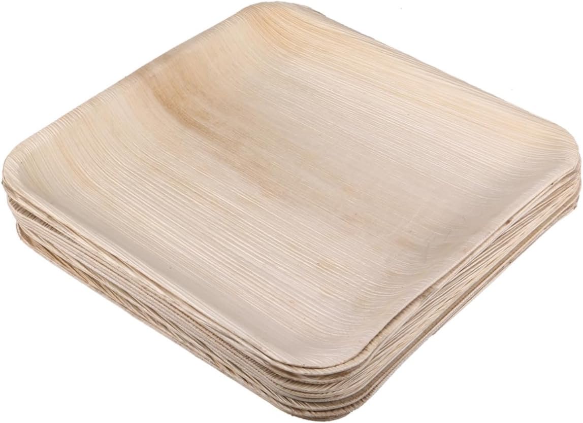Palm Leaf Disposable Plates 5pcs 8-inch Square Biodegradable Party Wooden Cake Dessert Tableware Supplies for Catering and Events