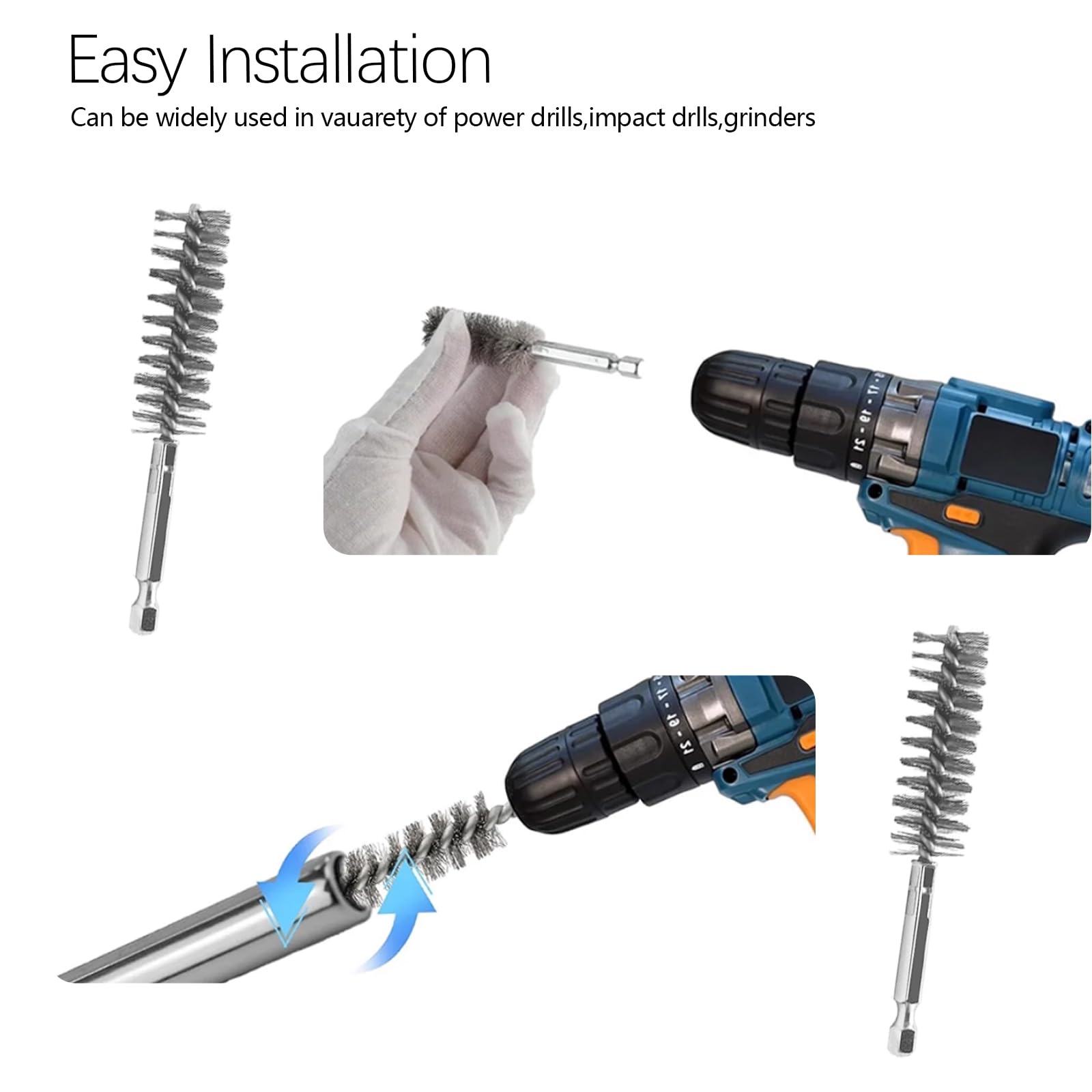 Stainless Steel Wire Bore Brushes - 20 Pack for Drill -4