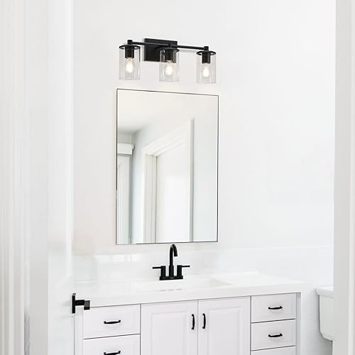 Miniatura 3 de XiNBEi Lighting XB-W1240-3-MB - Lámpara de pared moderna para interiores, color negro con cristal