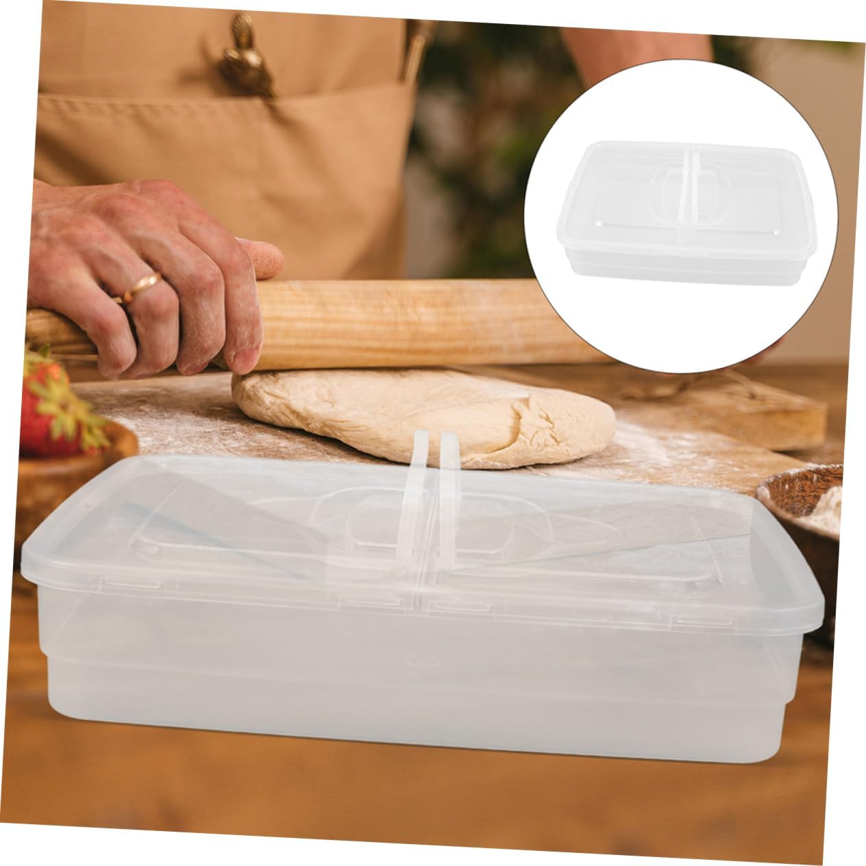 2pcs Pizza Dough Proofing Trays Lid Handle Stackable Bread Proofing Containers for Pizza Bread Making