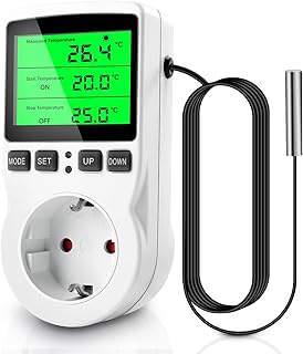 diymore Digital Temperature Controller mit Fühler, Temperaturregler 230V Thermostat Steckdose Heizung Kühlung Timing-Funktion, für Gewächshaus Aquarium Lüfter