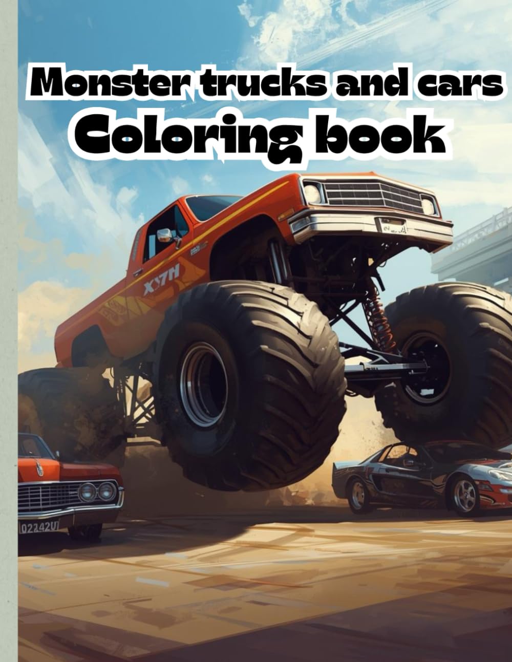 Monster trucks and cars coloring book: awesome pictures to design your own paint jobs kids and adults coloring book