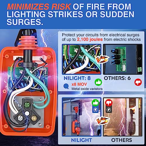 Image of Nilight 30Amp RV Surge Protector ETL Listed TT-30P TT-30R | 2100 Joules RV Circuit Analyzer Voltage Monitor High Low Spikes 125V /3750W With Extension Cord for Camper Travel Trailer Van