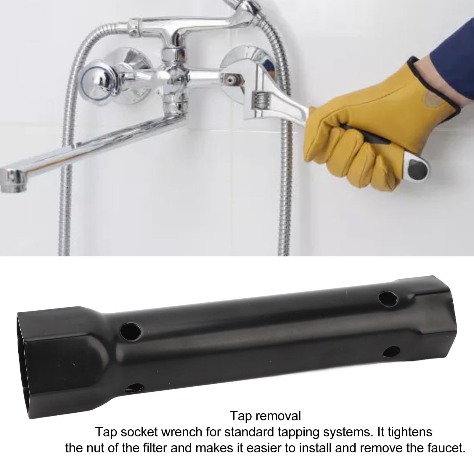 Yosoo Health Gear 2 Pcs Faucet Socket Wrench 34mm 40mm Carbon Steel Tap Spanner Installation and Repair Hand Tools Metal Pipe and Universal Under Sink Plumbers Multifunctional Wrench - Image 2