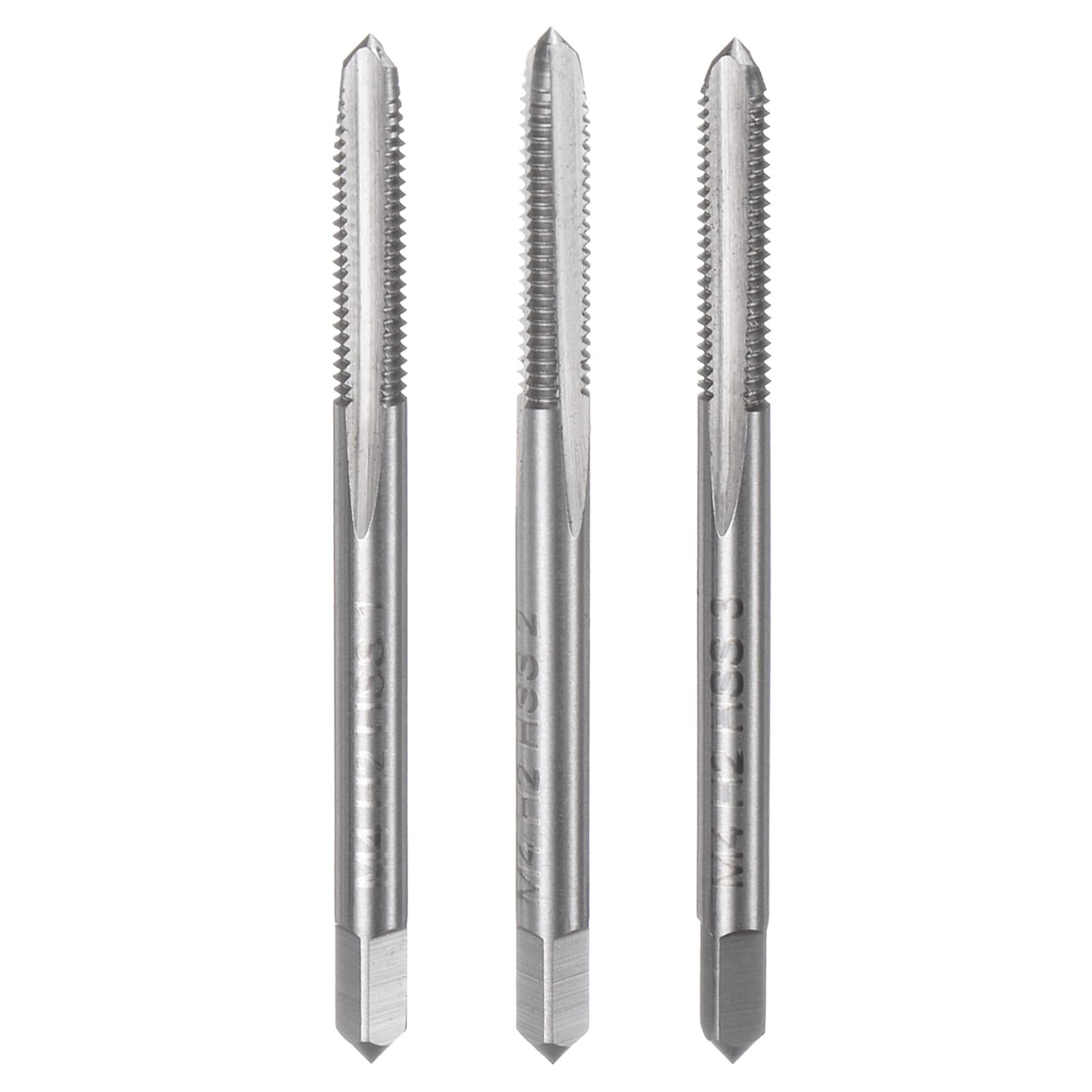 Set di 3 Maschi a Mano metrici, Maschi a Vite Conici M4 x 0,7//Filettatura Inferiore, Kit di Utensili per Filettatura Manuale in Acciaio rapido