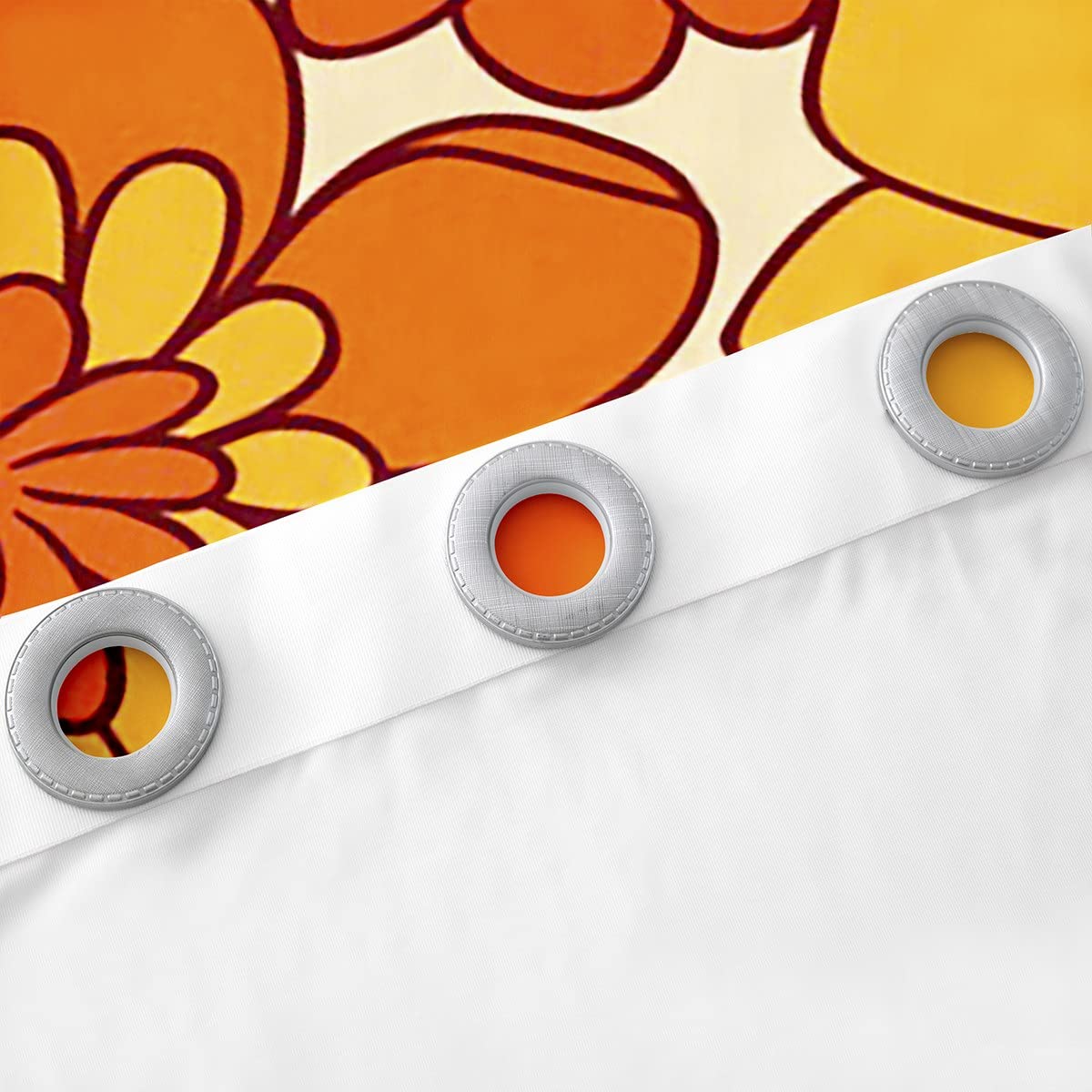 Homewish Rideaux à motif floral bohème rétro groovy – 30 % à 50 % occultants pour chambre à coucher, jardin naturel, orange et marron, 167,6 x 228,6 cm (l x L)