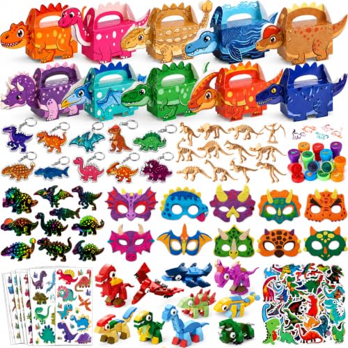 SNLN Dinosaur Party Favors for 10 Kids, Dino Birthday Goodie Bag Fillers