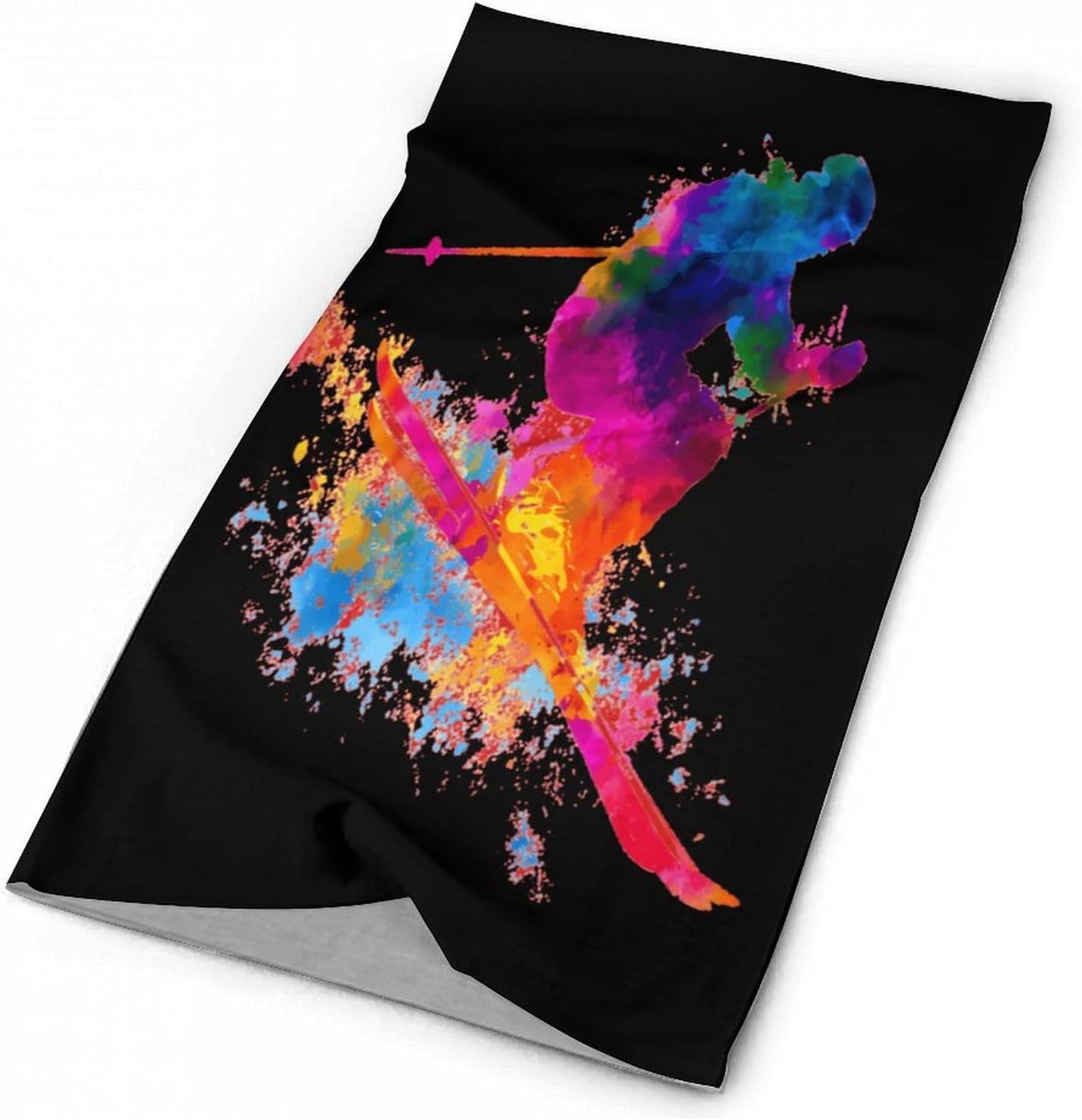 Colorful Silhouette Skier Skiing Ski Neck Gaiter for Women Men Face Cover Scarf Mask Bandana Headband Head Wrap Headwear