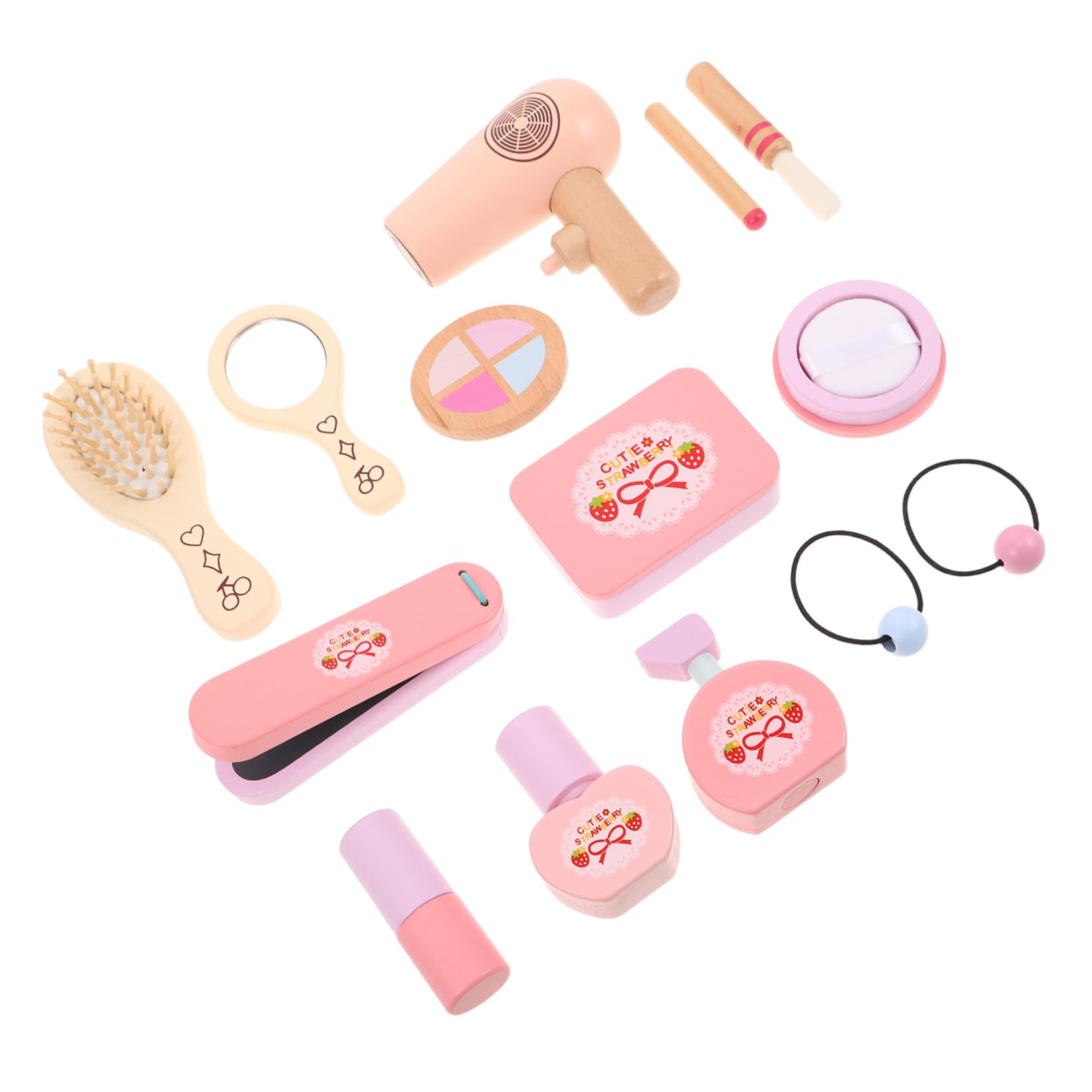 ORFOFE Trucco Giocattolo in Legno per Bambine Kit Trucco Finto con Specchio Rossetto Phon e Profumo Giochi Creativi per Bambina e Giochi di Imitazione per Bambine Regalo Compleanno e