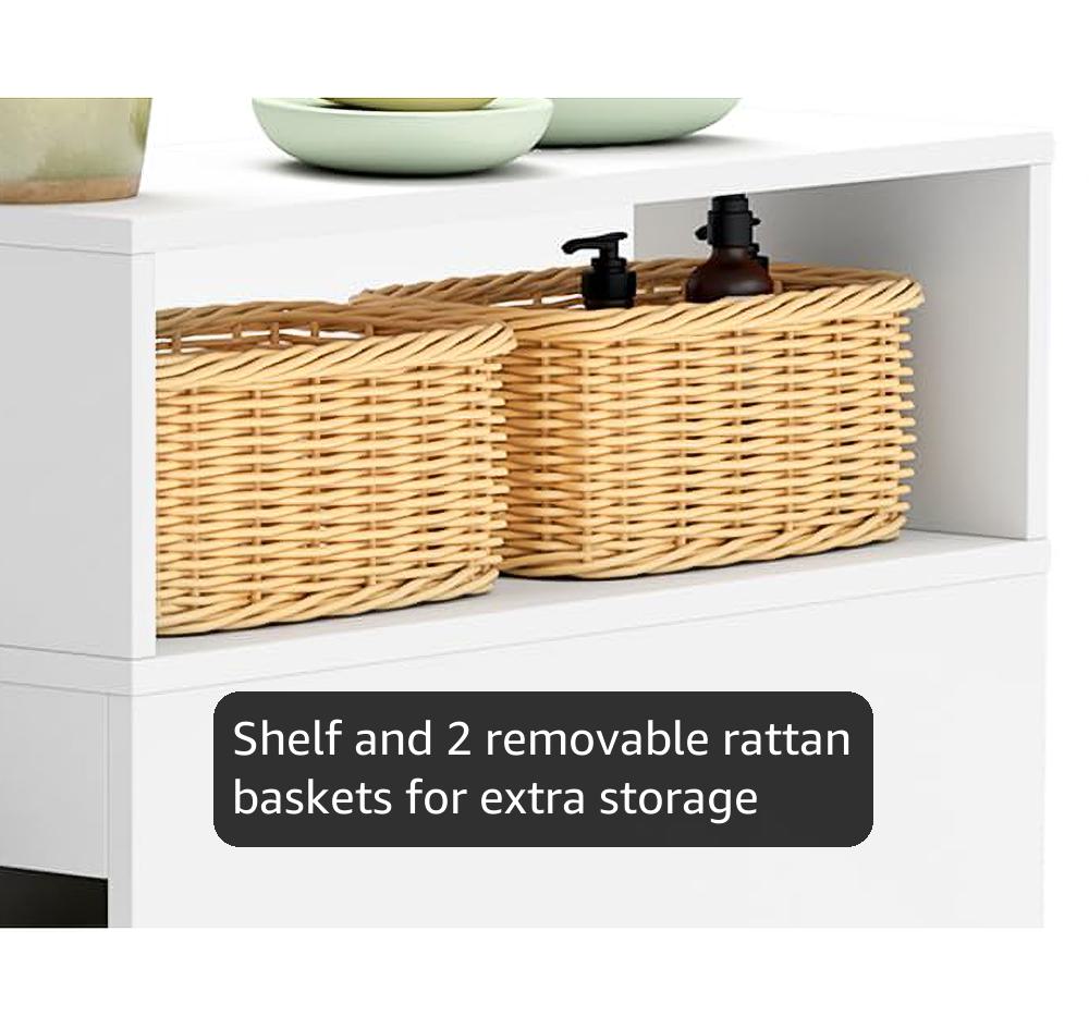 Amazon.com: Tangkula Slim Bathroom Storage Cabinet, Movable Narrow