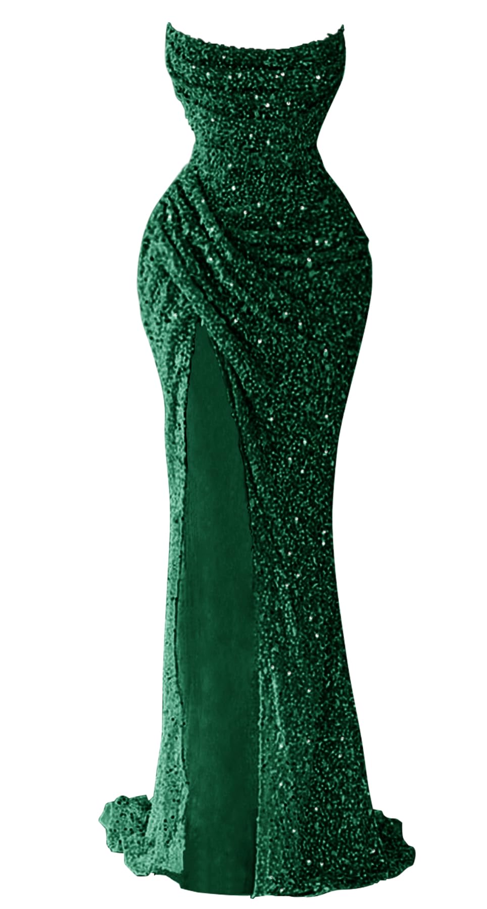 Zeeyecie Sparkly Sequin Prom Dress for Women 2025 Long Mermaid Strapless Glitter Formal Evening Ball Gowns with Slit