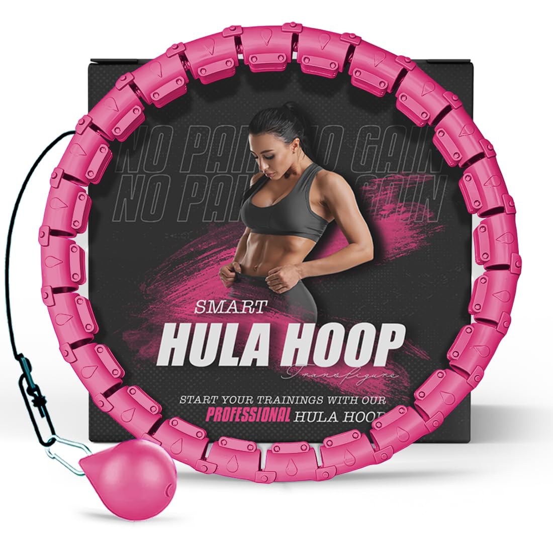 'Weighted Hula Hoop Infinity Smart Hoops with Counter 22''-44'' inch Hula Hoops 2 in 1 Abdomen Fitness Message Exercise Equipment Non-Fall Exercise Adjustable Hoops'