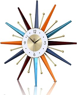 FIELDY Large Wall Clock 22 Inch Mid Century Wall Clocks Starburst Clock ...