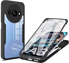 ILING Trasparente Case for Xiaomi Redmi A3, 360° Full Body Protection Shockproof Cover with Built-in Screen Protector, Ultra Thin Hard PC Silicone TPU Bumper Case (Black)