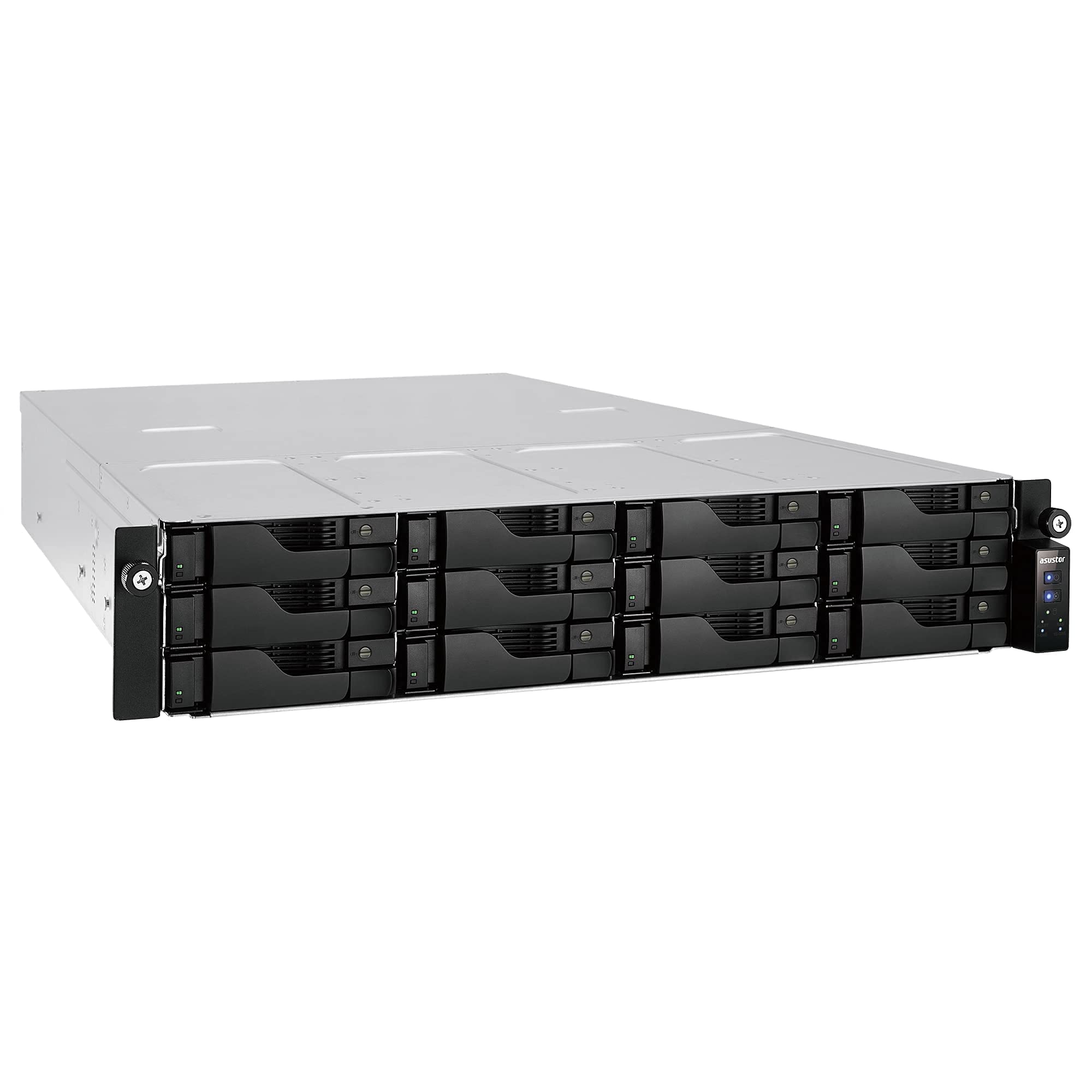 Asustor Lockerstor 12RD AS6512RD - 12 Bay NAS, Quad-Core 2.1GHz CPU, 2.5GbE Port, 8GB RAM DDR4, 2U Rackmount Server with redundant Power Supply (Diskless)