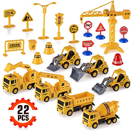 Construction Trucks Toy Set Toys for Kids Boys and Girls Age 3 Year Old & Up â€“ Fun, Educational & Interactive vehicles STEM Toys â€“ Life-like & Attention to Details â€“ Complete Construction Equipment
